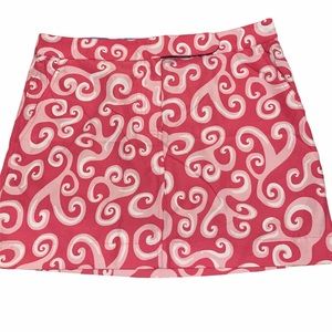 BERMUDA STYLES SZ14 pink mini skirt w/swirly waves